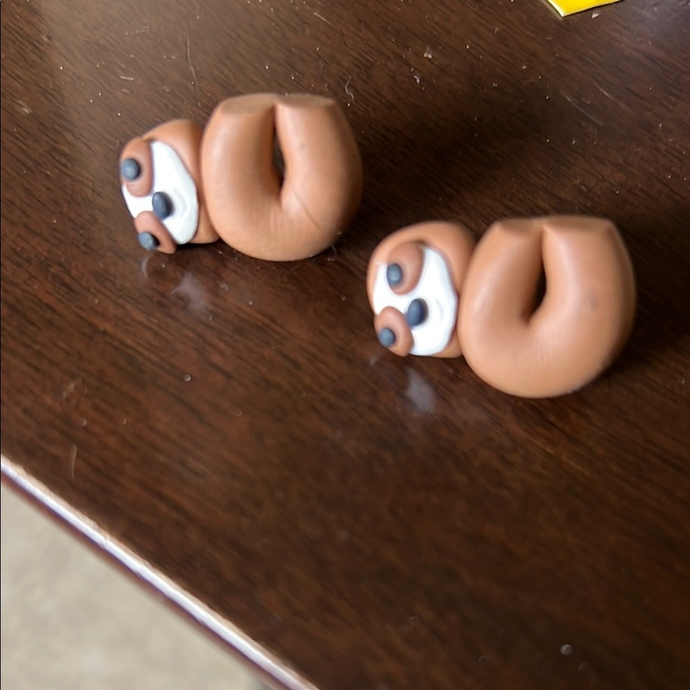 Sloth Brown and White Earrings